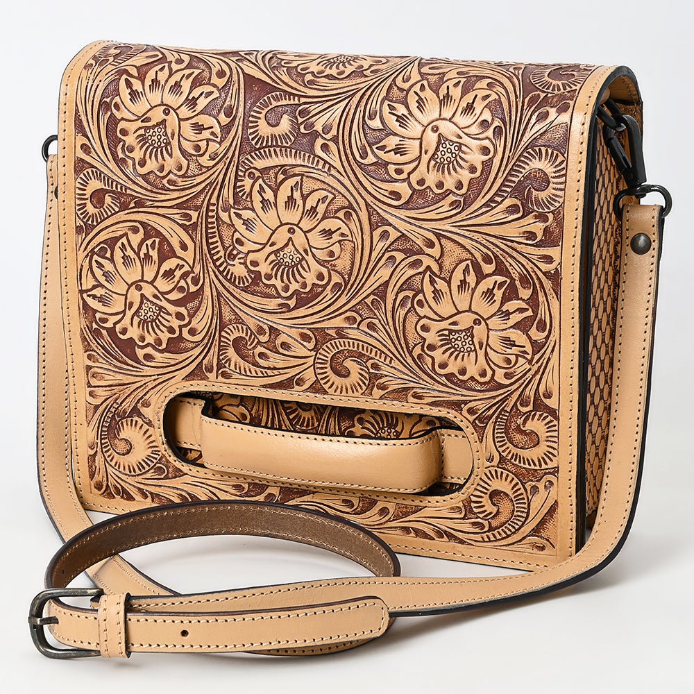 Small Crossbody Beautifully Hand Tooled Genuine Leather women bag western handbag purse