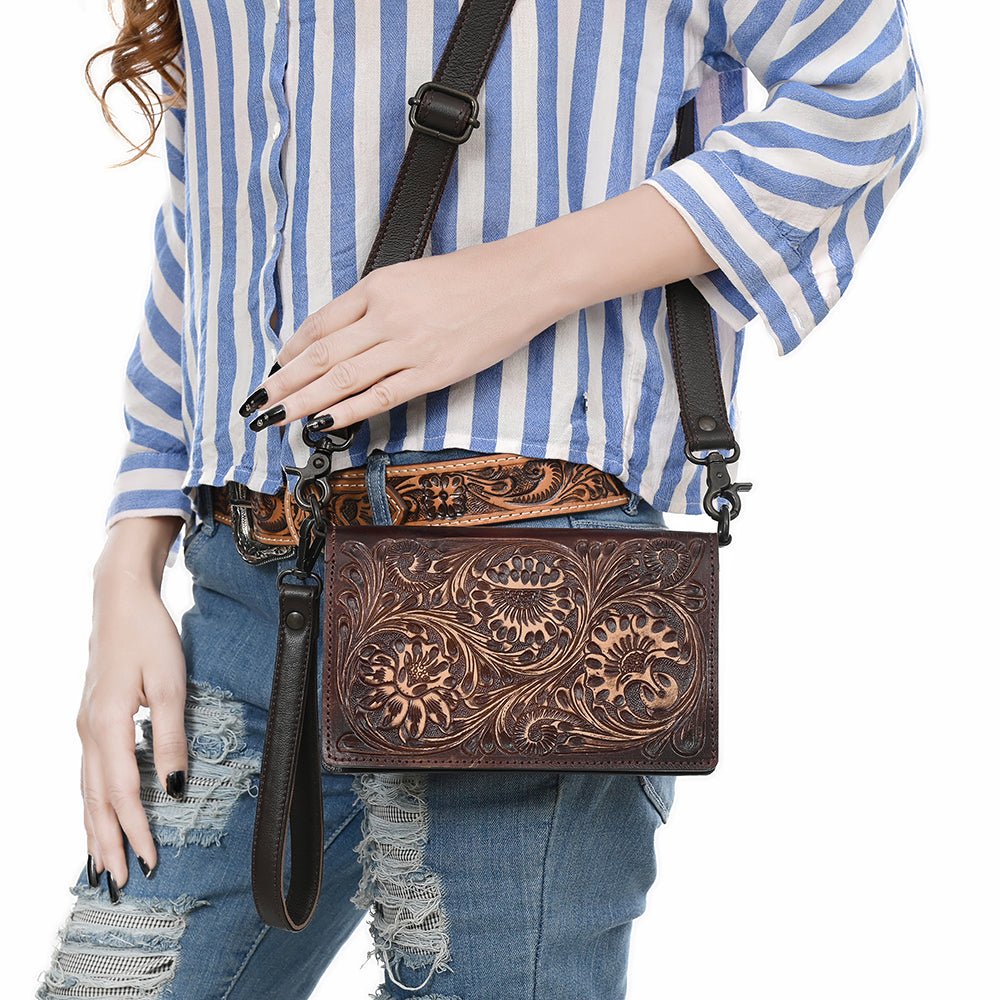 American Darling Small Crossbody Beautifully Hand Tooled Genuine Leather women bag western handbag purse