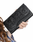 Clutch Beautifully Hand Tooled Genuine Leather women bag western handbag purse