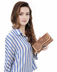 Clutch Beautifully Hand Tooled Genuine Leather women bag western handbag purse