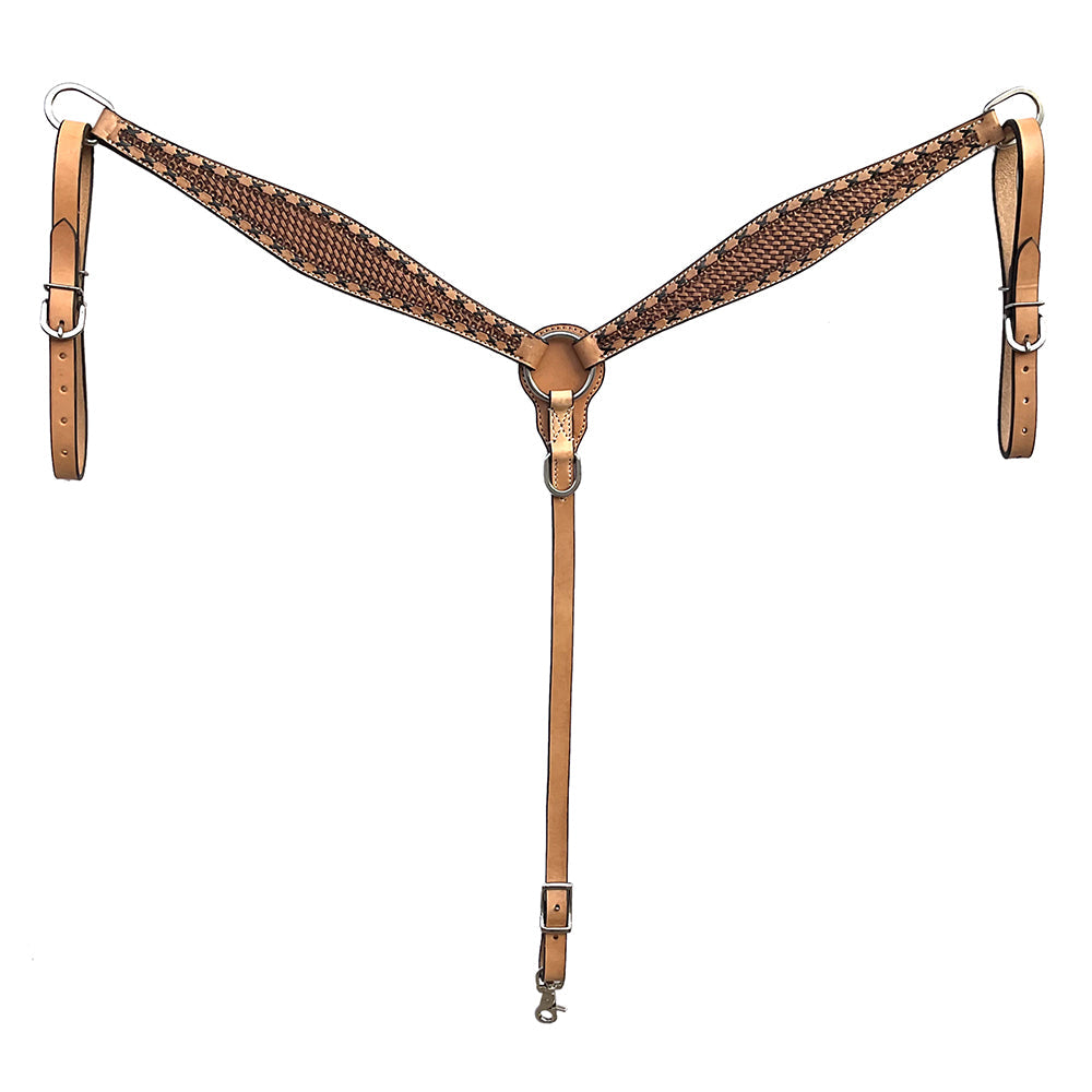 BAR H EQUINE Western Handtooled Leather Horse Headstall &amp; Breast Collar Set