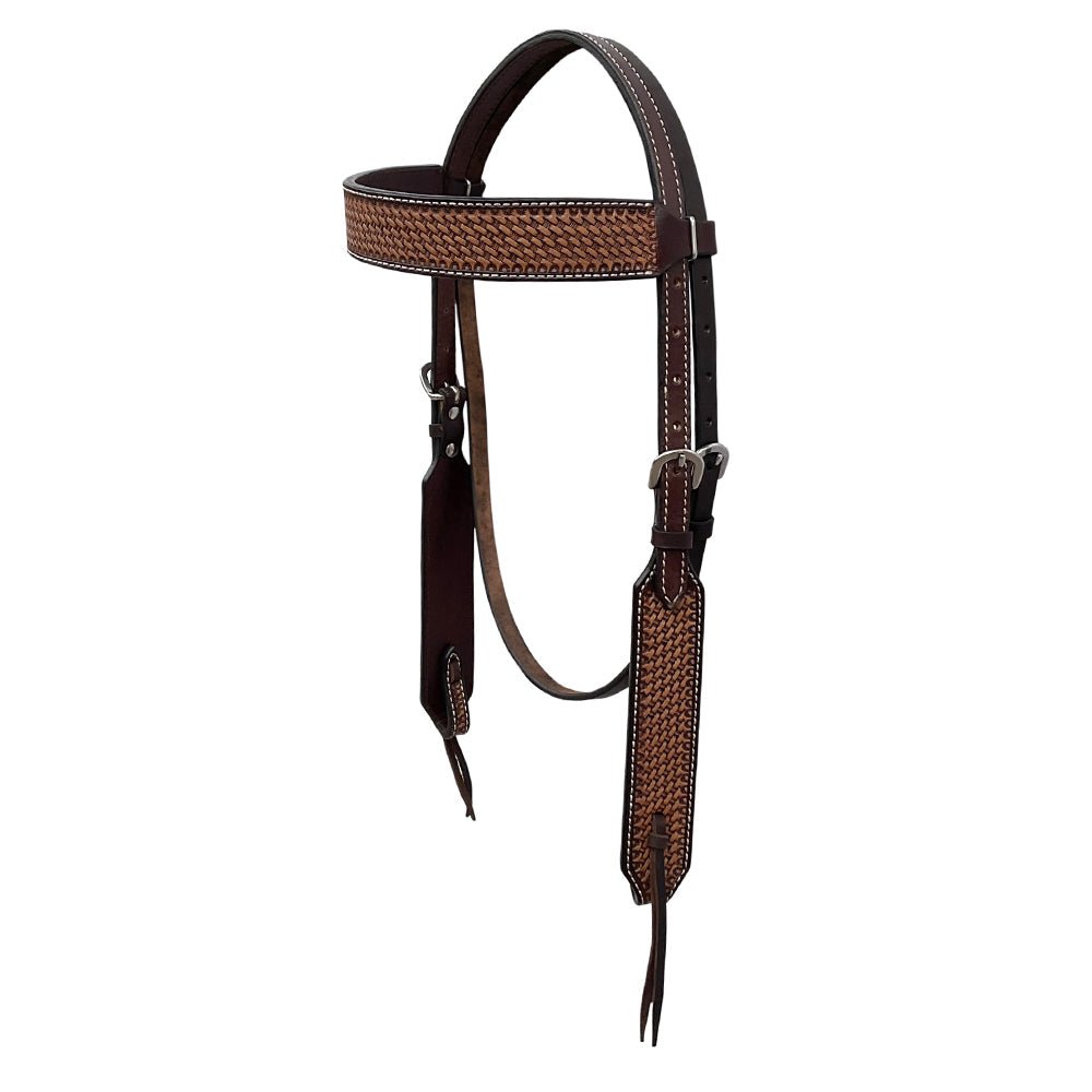 BAR H EQUINE Western Handtooled Leather Horse Headstall &amp; Breast Collar Set