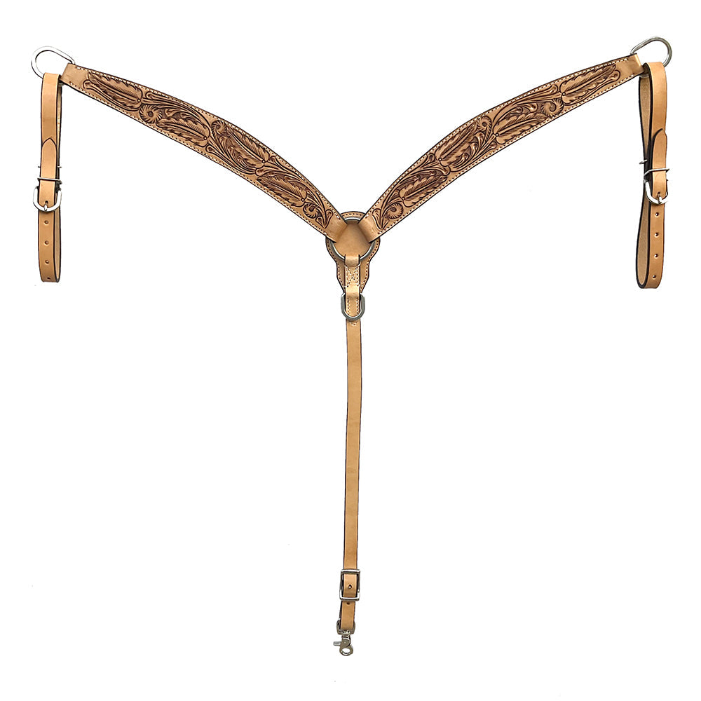 BAR H EQUINE Western Handtooled Leather Horse Headstall &amp; Breast Collar Set