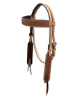 BAR H EQUINE Western Handtooled Leather Horse Headstall & Breast Collar Set