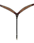 BAR H EQUINE Western Handtooled Leather Horse Headstall & Breast Collar Set