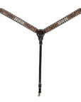 BAR H EQUINE Western Handtooled Leather Horse Headstall & Breast Collar Set