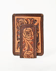 BAR H EQUINE Hand-Tooled Genuine Leather Money Clip Wallet Floral Carved | Western Style Card & Cash Holder