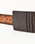 BAR H EQUINE Hand-Tooled Genuine Leather Money Clip Wallet Floral Carved | Western Style Card & Cash Holder