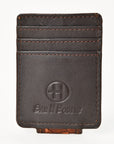 BAR H EQUINE Hand-Tooled Genuine Leather Money Clip Wallet Floral Carved | Western Style Card & Cash Holder