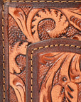 BAR H EQUINE Hand-Tooled Genuine Leather Money Clip Wallet Floral Carved | Western Style Card & Cash Holder