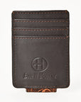 BAR H EQUINE Hand-Tooled Genuine Leather Money Clip Wallet Floral Carved | Western Style Card & Cash Holder