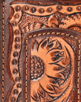 BAR H EQUINE Hand-Tooled Genuine Leather Money Clip Wallet Floral Carved | Western Style Card & Cash Holder