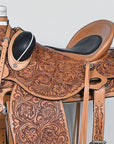 Ranch Roping Saddle Hand-Tooled Tan Leather