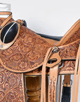 Ranch Roping Saddle Hand-Tooled Tan Leather