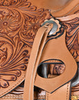 Ranch Roping Saddle Hand-Tooled Tan Leather