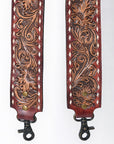 48 In American Darling Gorgeous Floral Hand Carved Genuine Leather Bag Strap With Flower Hand Tooled Design Brown Adbt147F