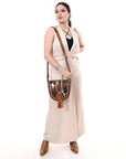 ADBG1610 Crossbody Hand Tooled Hair On Genuine Leather Women Bag