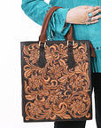 American Darling Hand Tooled Genuine Leather Tote Bag