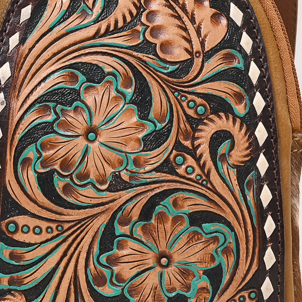 American Darling Hand Curved &amp; Hair On Genuine Leather Sling Bag | Curved Travel Jewelry Case