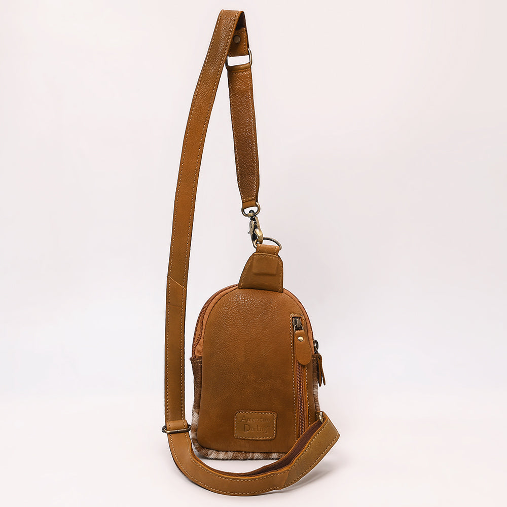 American Darling Hand Curved &amp; Hair On Genuine Leather Sling Bag | Curved Travel Jewelry Case
