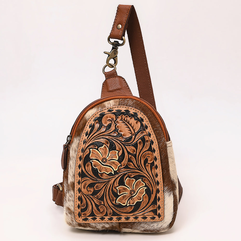 American Darling Hand Curved &amp; Hair On Genuine Leather Sling Bag | Curved Travel Jewelry Case