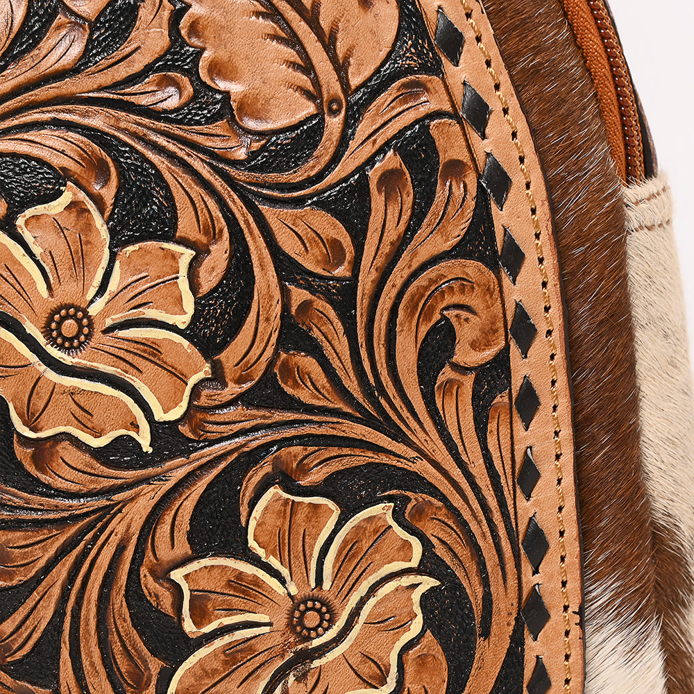 American Darling Hand Curved &amp; Hair On Genuine Leather Sling Bag | Curved Travel Jewelry Case