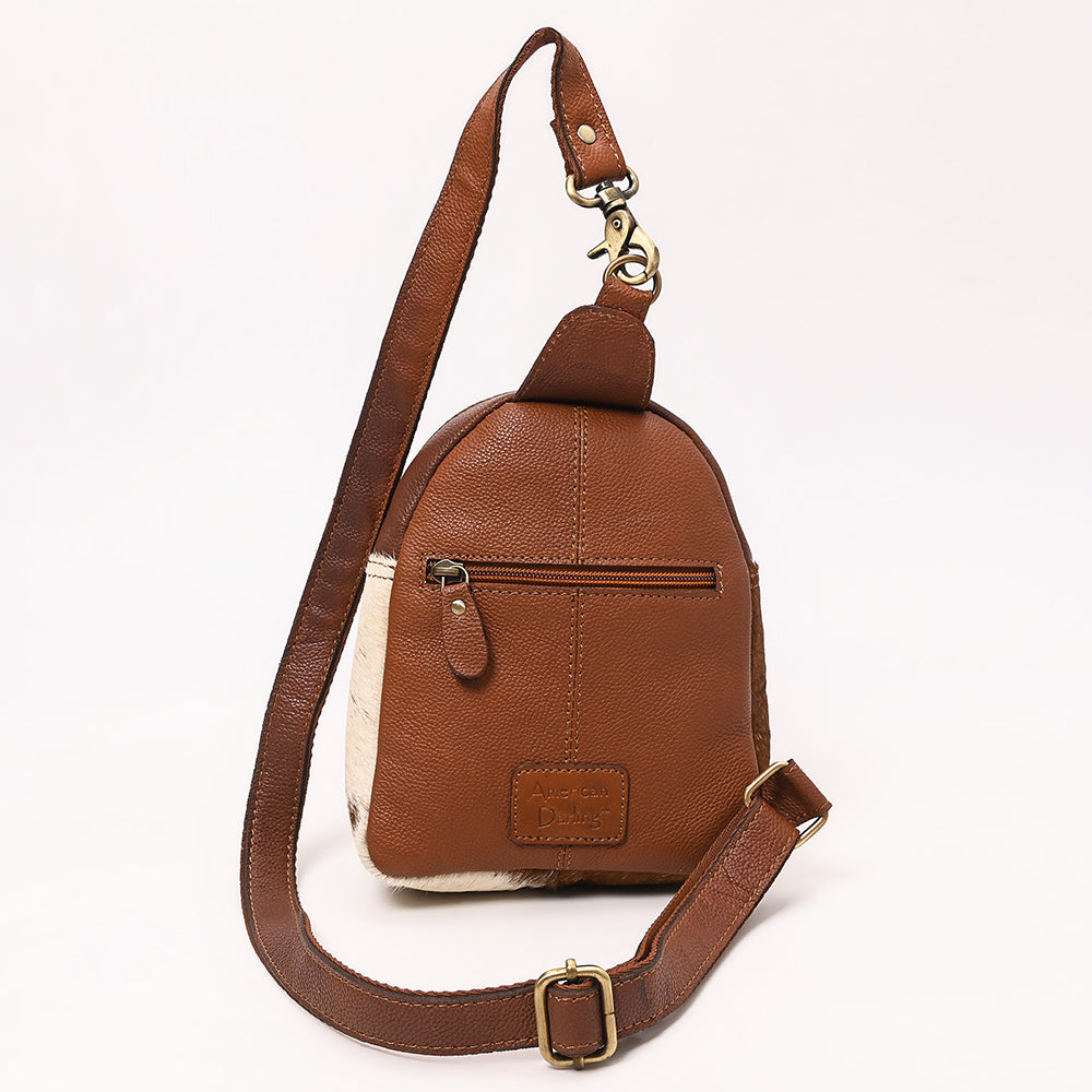 American Darling Hand Curved &amp; Hair On Genuine Leather Sling Bag | Curved Travel Jewelry Case