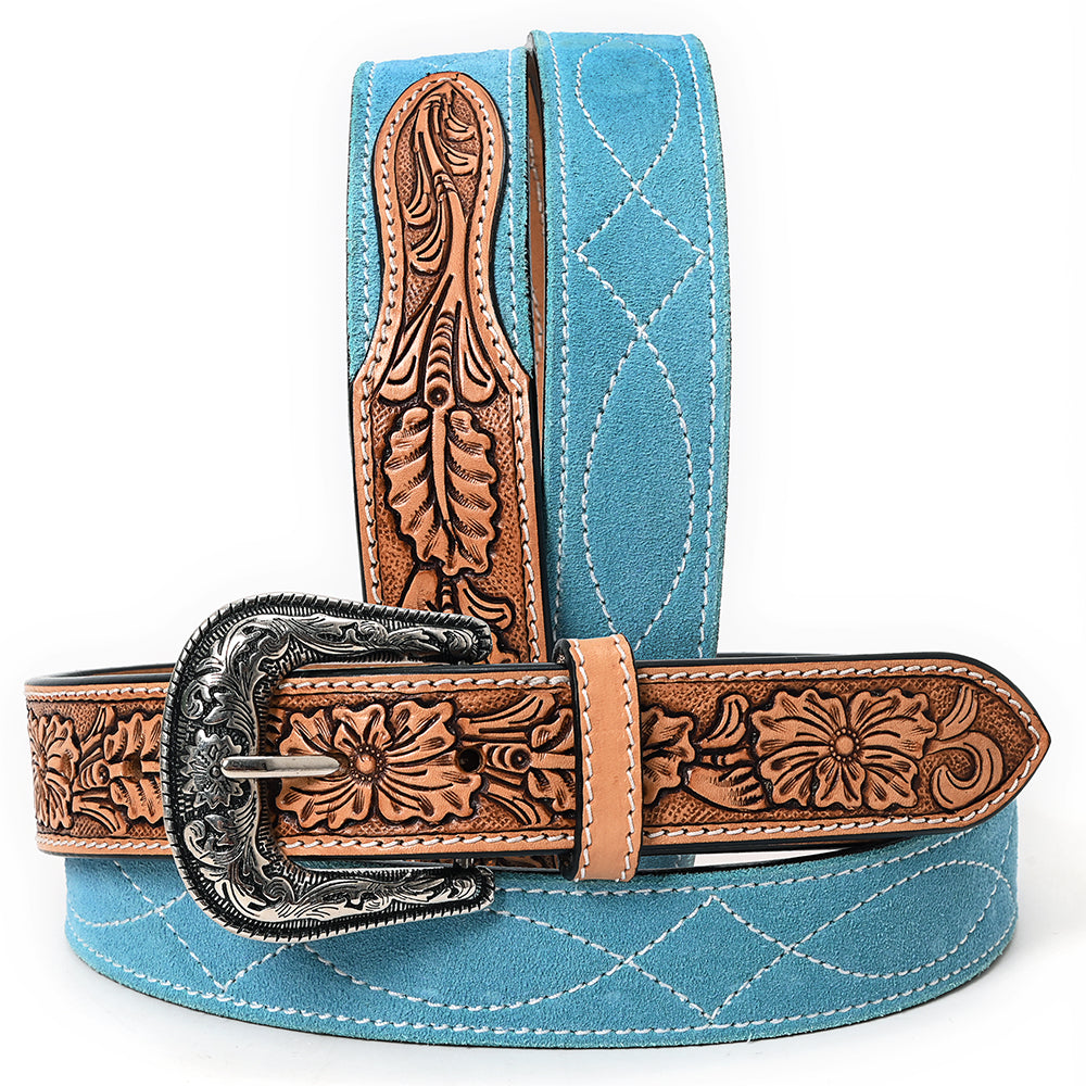 American Darling Beautifully Hand Tooled Genuine American Suede Leather Belt Men and Women
