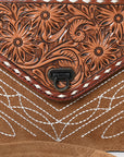 American Darling ADBG1623 Cross Body Hand Tooled Suede Genuine Western Leather Women Bag Western Handbag Purse
