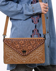 American Darling ADBG1623 Cross Body Hand Tooled Suede Genuine Western Leather Women Bag Western Handbag Purse