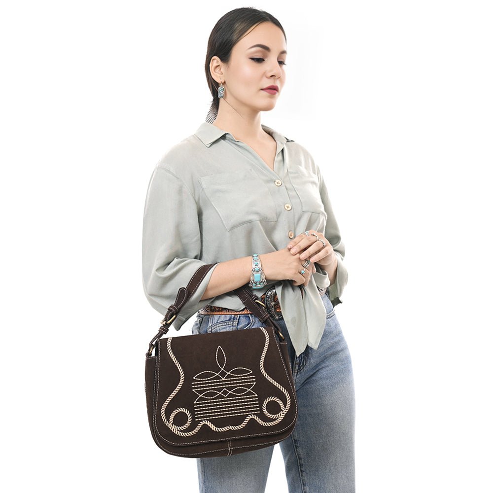 ADBGA670B Crossbody Genuine Western Suede Leather women bag