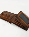 OHLAY Rodeo Genuine Leather Western Bifold Wallet For Men Dark Brown