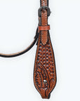 COMFYTACK Horse Floral Headstall Breast Collar Set American Leather Tan