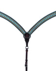 Bar H Equine American Leather Horse Saddle Tack One Ear Headstall | Breast Collar | Browband Headstall | Wither Strap | Tack Set for Horses Turquoise Symmetry Collection