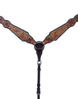 Bar H Equine American Leather Horse Saddle Tack One Ear Headstall | Breast Collar | Browband Headstall | Wither Strap | Tack Set for Horses Tropical Turquoise Curved Collection