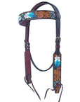 Bar H Equine American Leather Horse Saddle Tack One Ear Headstall | Breast Collar | Browband Headstall | Wither Strap | Tack Set for Horses BER117