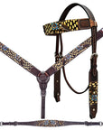 Bar H Equine Premium Hand Tooled Leather Breast Collar  Stainless Steel Hardware Brown