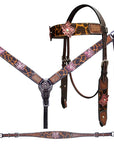 Bar H Equine Premium Hand Tooled Leather Wither Strap Breast Collar Stainless Steel Hardware Brown