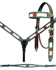 Bar H Equine Premium Hand Tooled Leather Stainless Steel Hardware Breast Collar Brown