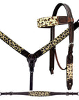Bar H Equine Premium Hand Tooled Leather Stainless Steel Hardware Breast Collar Brown