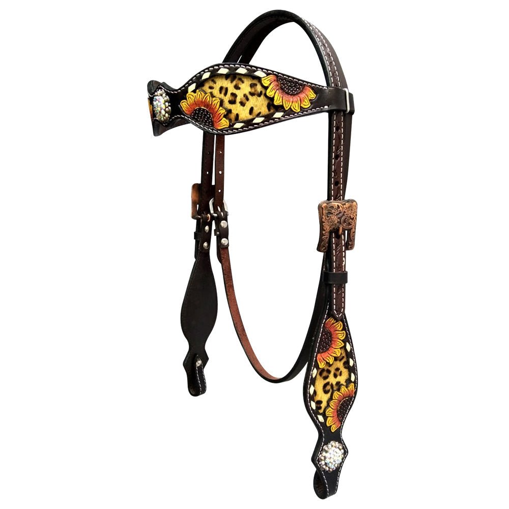 Bar H Equine Genuine Western American Leather Horse Premium Headstall &amp; Breast Collar Set
