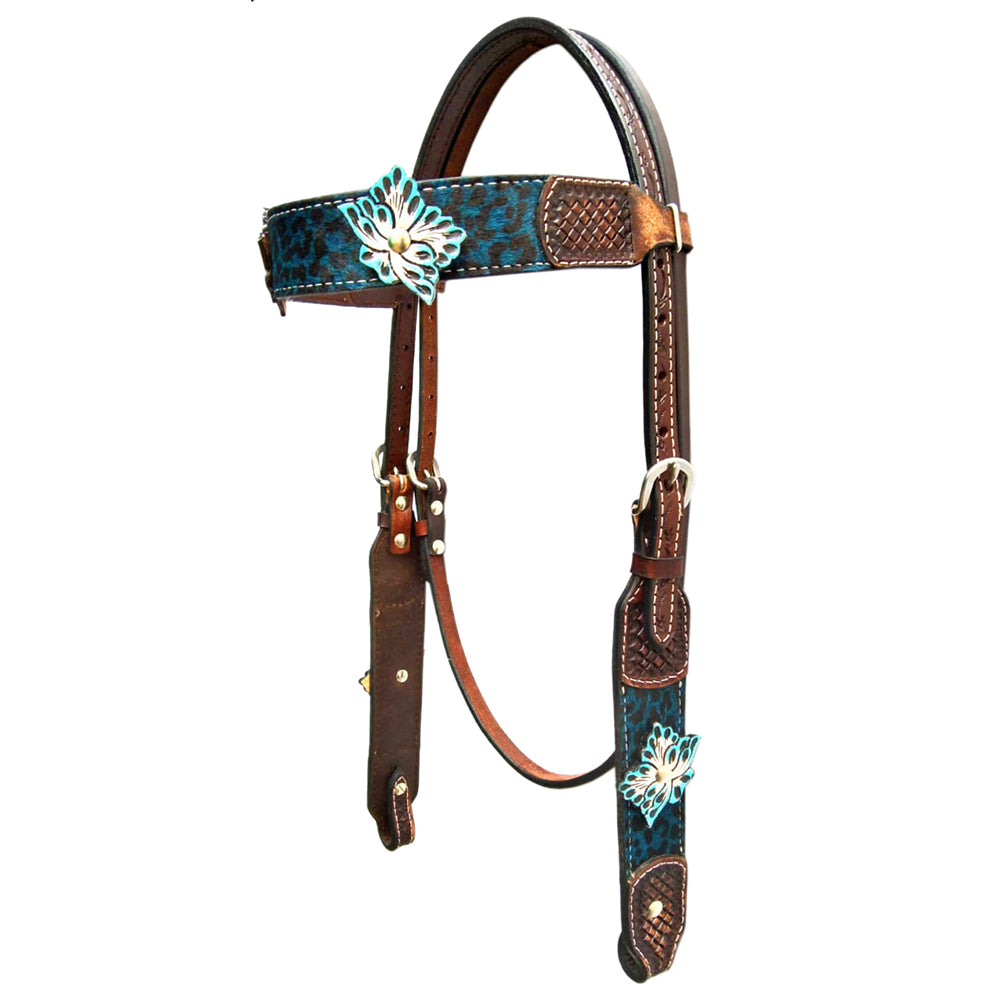 Bar H Equine Genuine Western American Leather Horse Premium Headstall &amp; Breast Collar Set