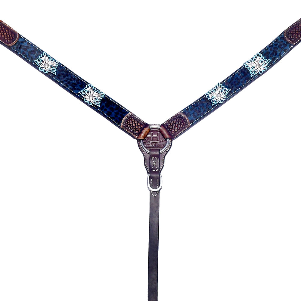 Bar H Equine Genuine Western American Leather Horse Premium Headstall &amp; Breast Collar Set