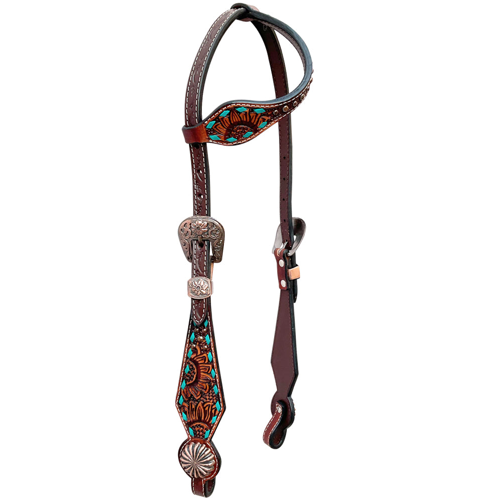 Bar H Equine Genuine Western American Leather Horse Premium Headstall &amp; Breast Collar Set