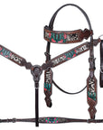 Bar H Equine American Leather Horse Saddle Tack One Ear Headstall | Breast Collar | Browband Headstall | Wither Strap | Tack Set for Horses BER170