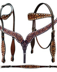 Bar H Equine Genuine Western American Leather Horse Premium Headstall & Breast Collar Set