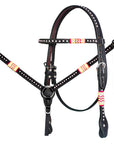 Bar H Equine Western Horse Rawhide Genuine American Leather Tack Set Brown