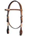 Bar H Equine Western Horse Rawhide Genuine American Leather Tack Set Brown