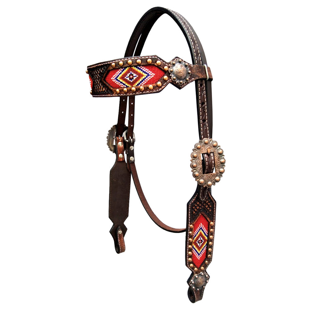 BAR H EQUINE Western Leather Horse Headstall &amp; Breast Collar &amp; Wither Strap