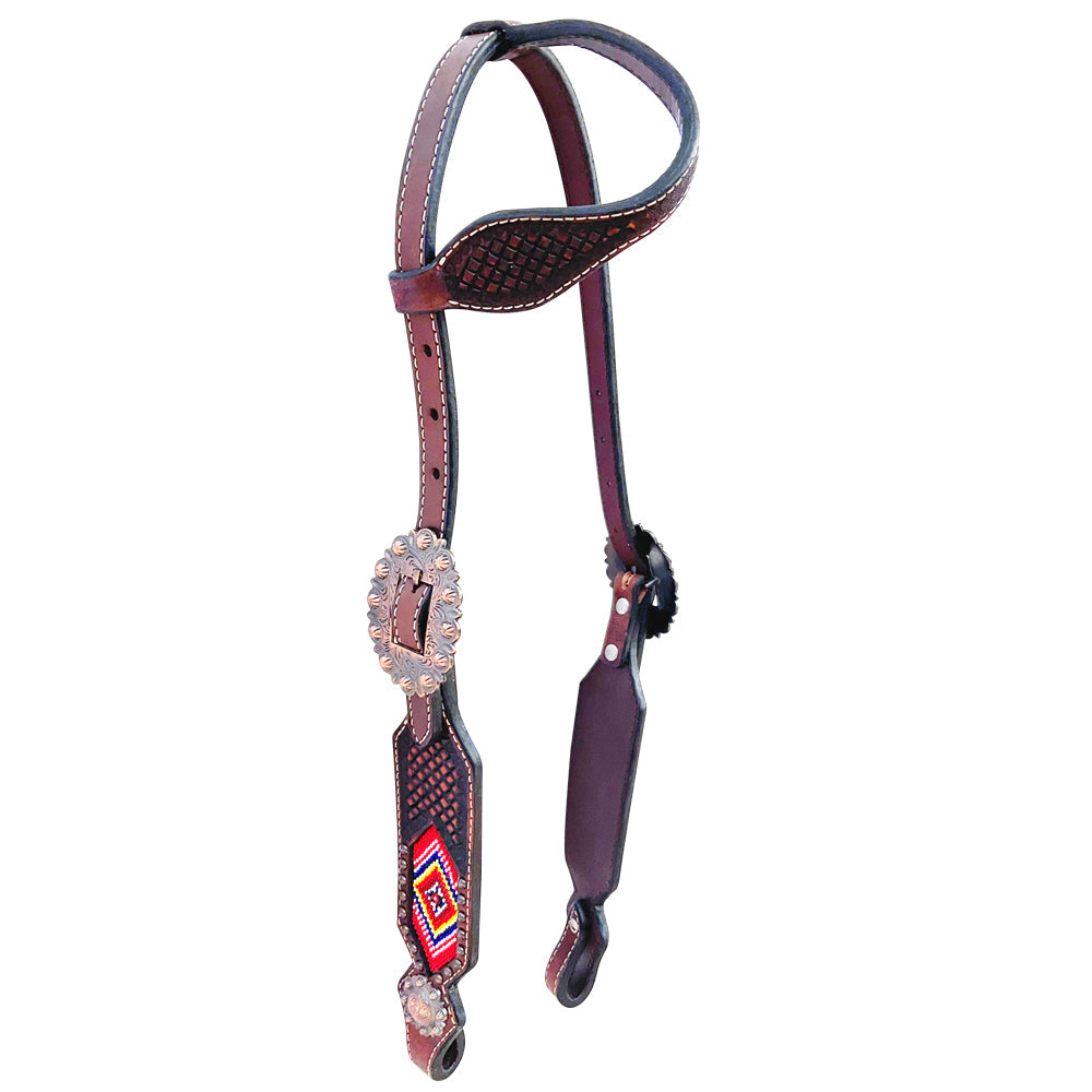BAR H EQUINE Western Leather Horse Headstall &amp; Breast Collar &amp; Wither Strap